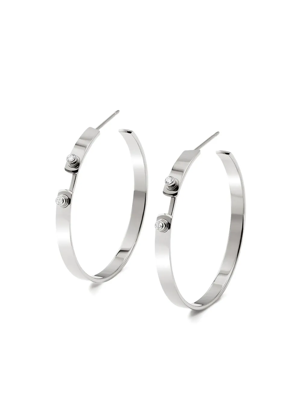 Nouvel Heritage 18k White Gold Monday Morning Diamond Hoop Earrings In Metallic