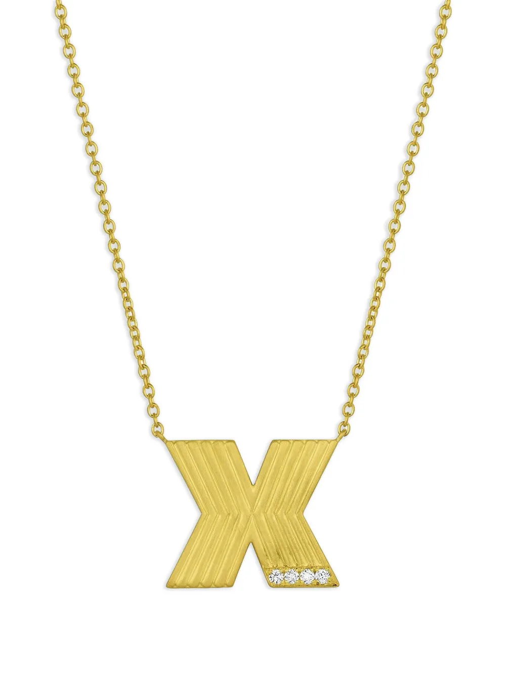 Leigh Maxwell 18k Yellow Gold Letter X Diamond Necklace In Gold