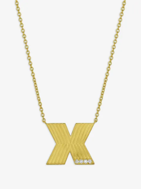 Leigh Maxwell 18K yellow gold Letter X diamond necklace