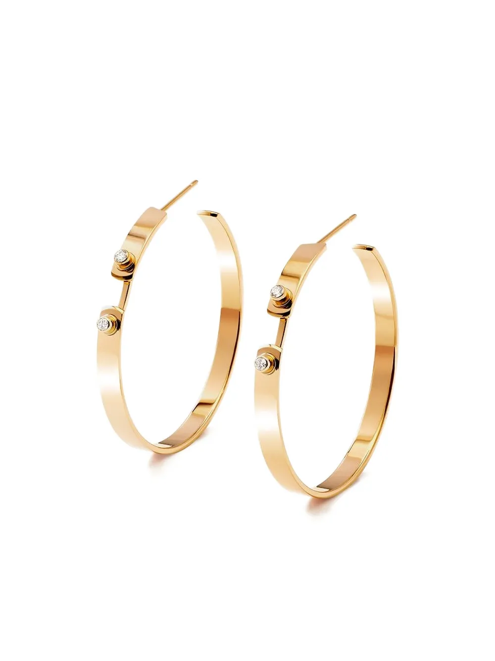 Nouvel Heritage 18k Recycled Yellow Gold Monday Morning Mood Diamond Hoop Earrings In Gold