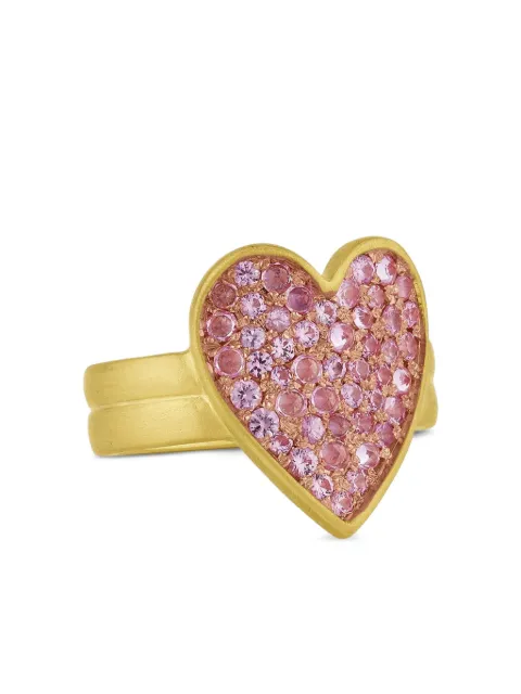 Leigh Maxwell anillo Heart en oro amarillo de 18kt con zafiro