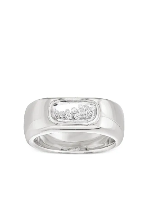 Moritz Glik anillo Dalila en oro blanco de 18kt con diamante y zafiro