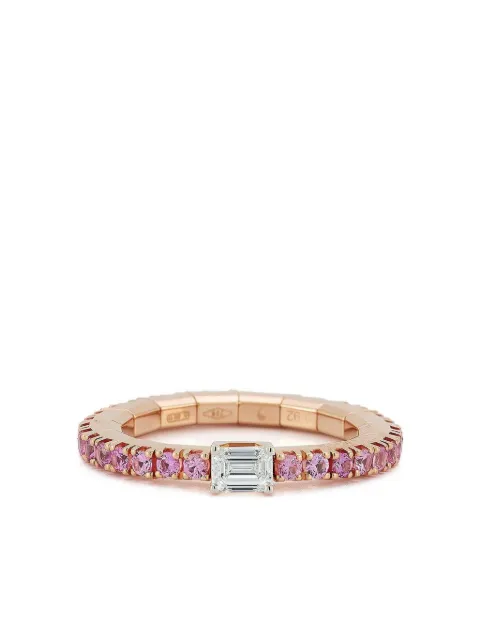 Roberto Demeglio anillo Stretch en oro rosa de 18kt con diamante y zafiros