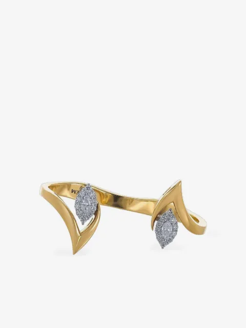 Yeprem 18kt Double Finger Gelb- und Weißgoldring mit Diamant