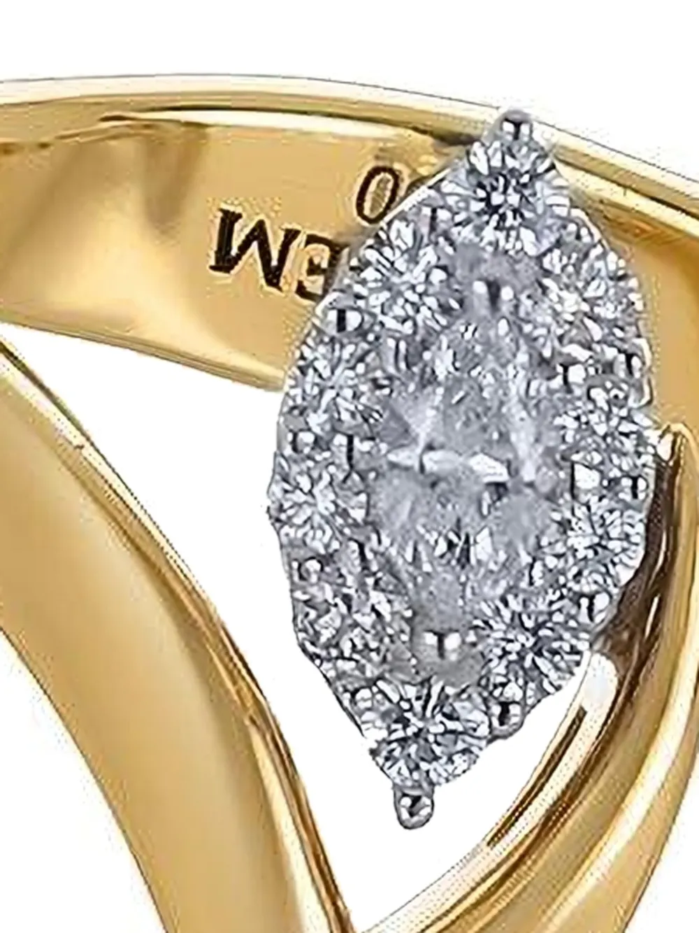 18k White And Yellow Gold Double Finger Diamond Ring