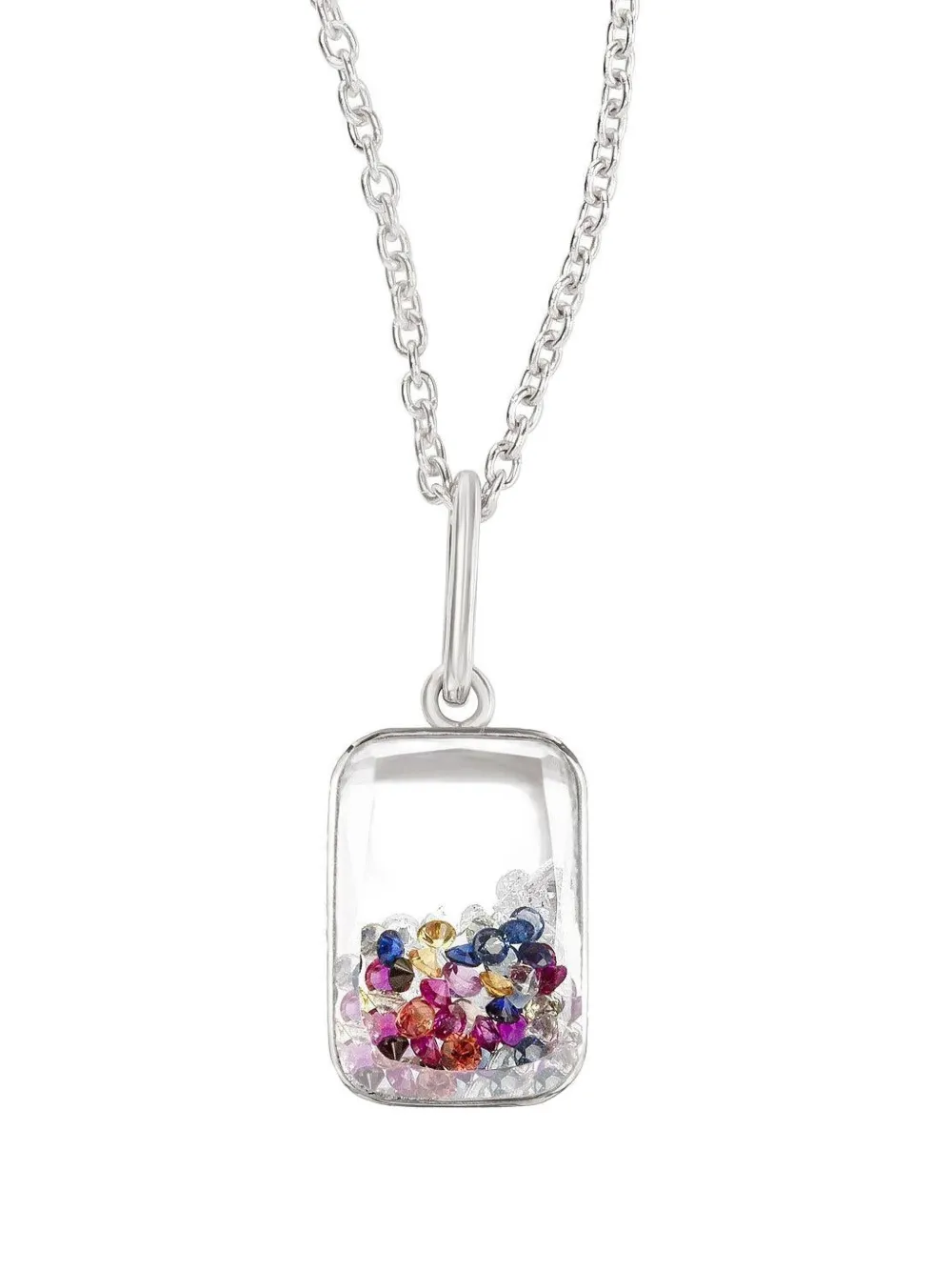 Moritz Glik 18K white gold Ten Fourteen Petite Confetti multi-stone necklace | Silver | Image 1