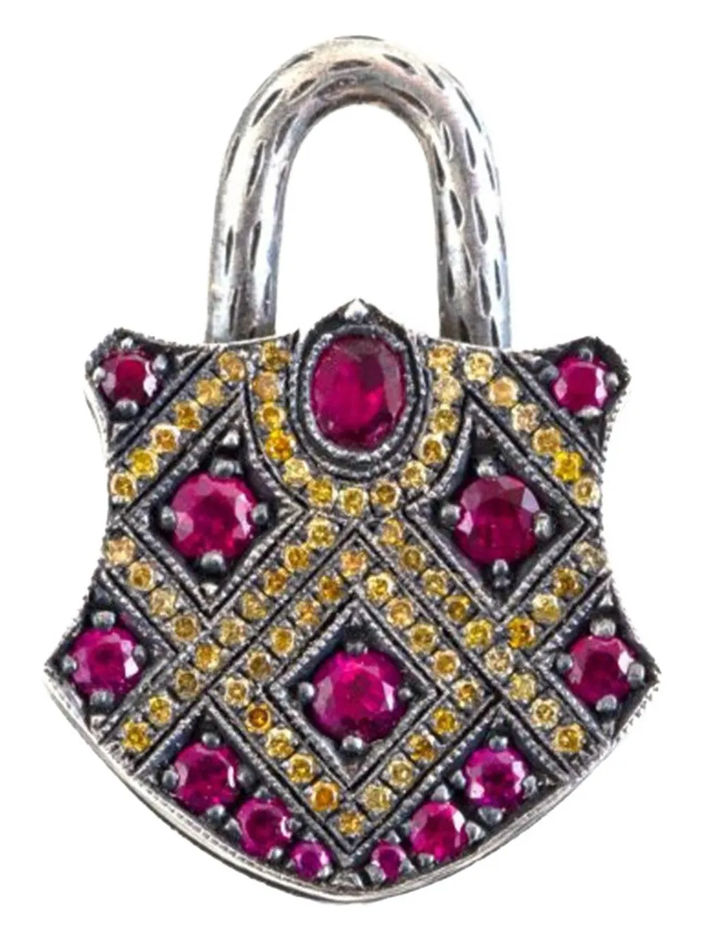 Sevan Bıçakçı Pendente a lucchetto in oro giallo 24kt con diamanti e rubino - Argento