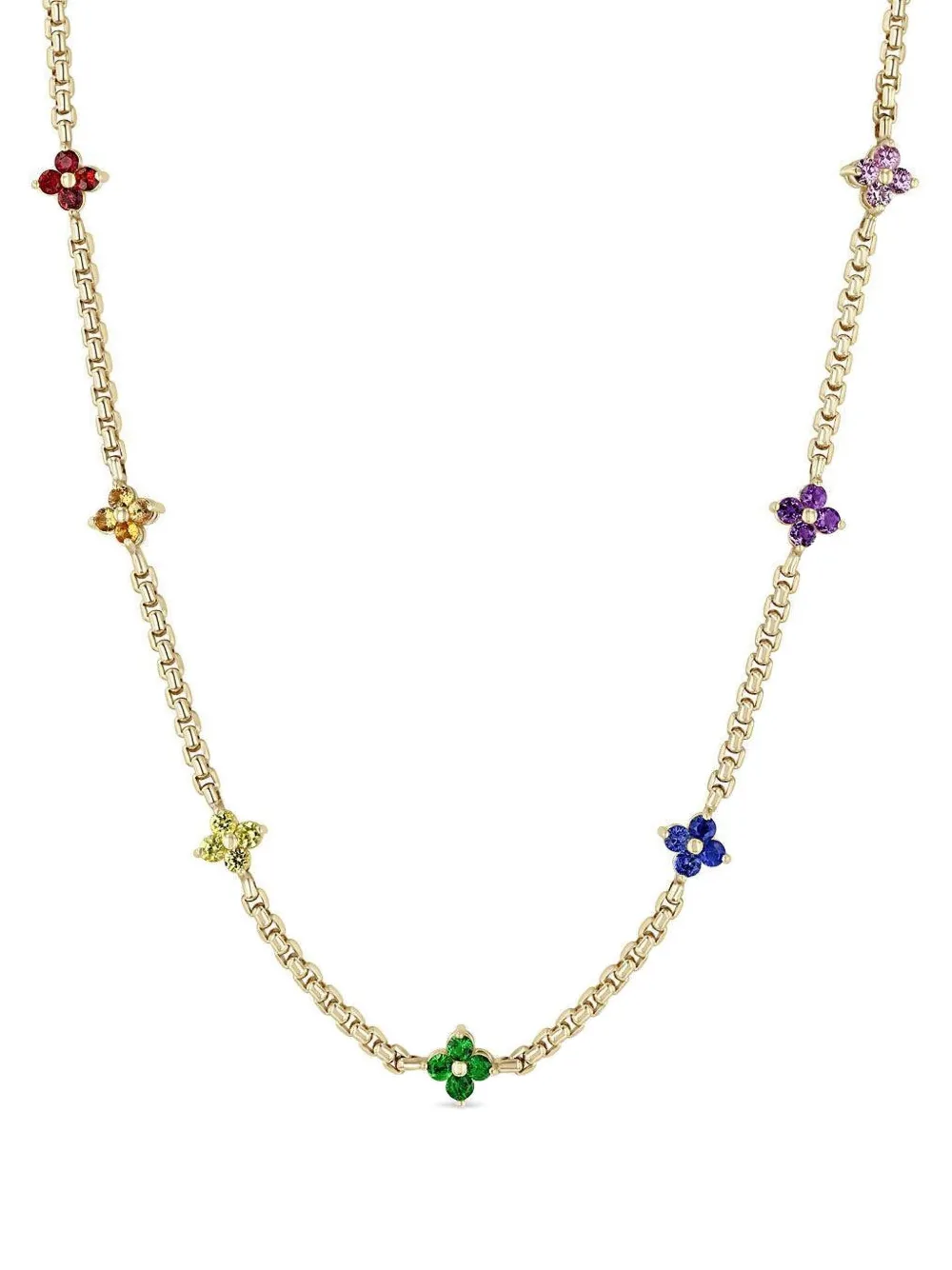 Zoë Chicco 14k Yellow Gold Quad Box Sapphire Necklace In Brown