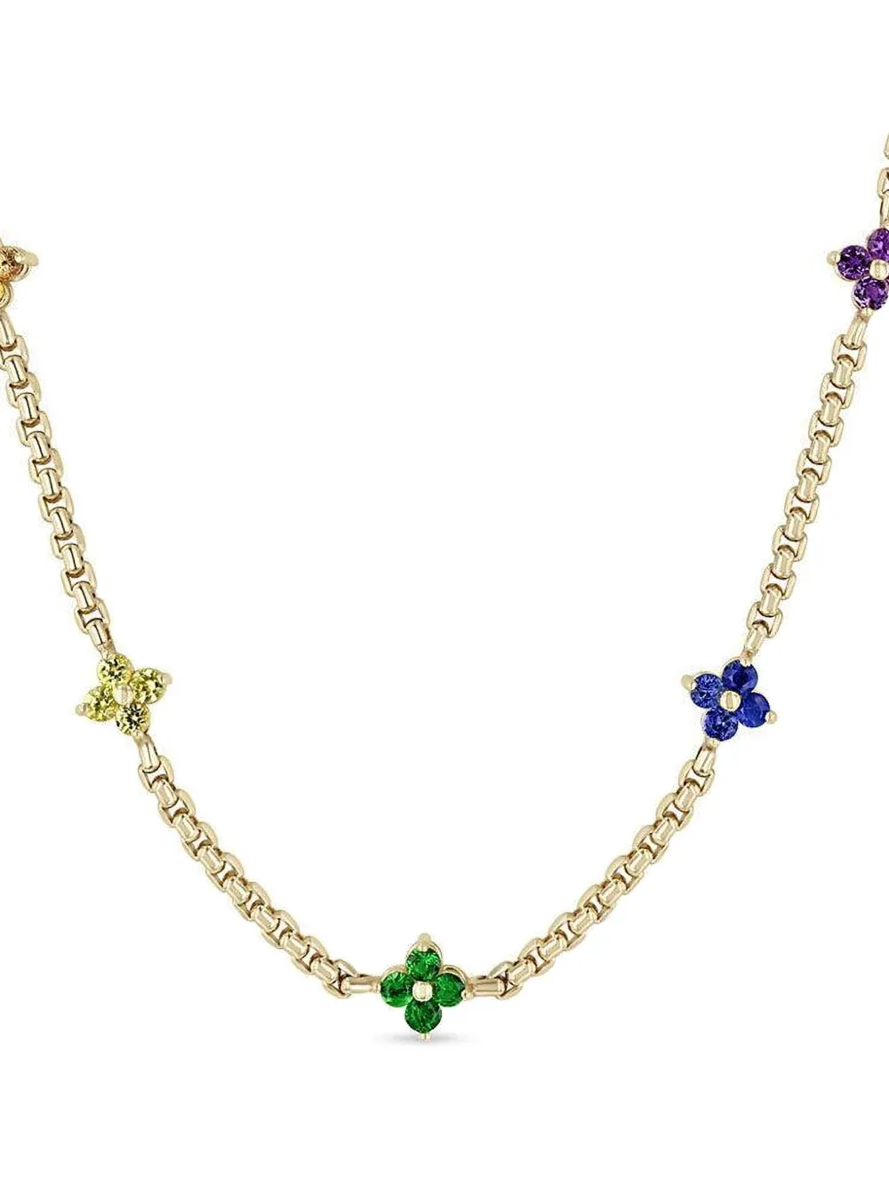Zoë Chicco 14k Yellow Gold Quad Box Sapphire Necklace In Brown
