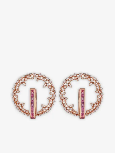 Ananya 18kt roségouden oorbellen met roze saffier en diamant