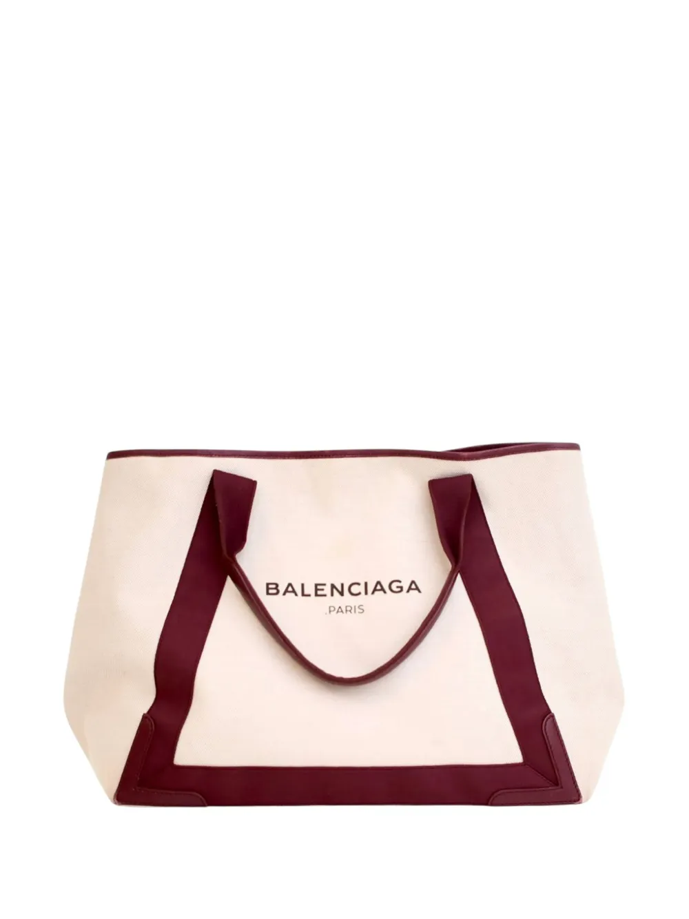 Pre-owned Balenciaga 2015 Canvas Navy Cabas M Tote Bag In White
