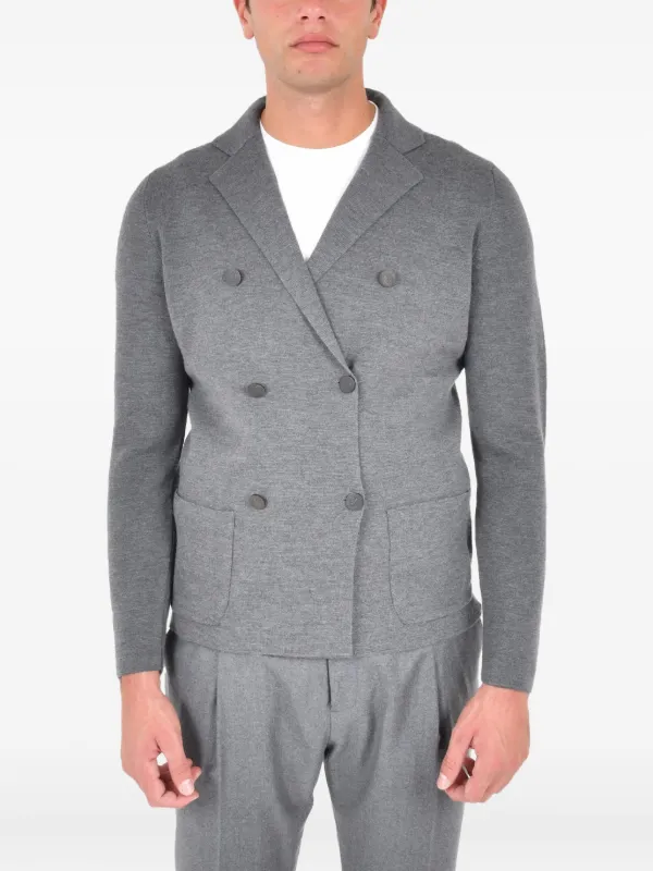 Drumohr Double-breasted Wool Blazer in Grey