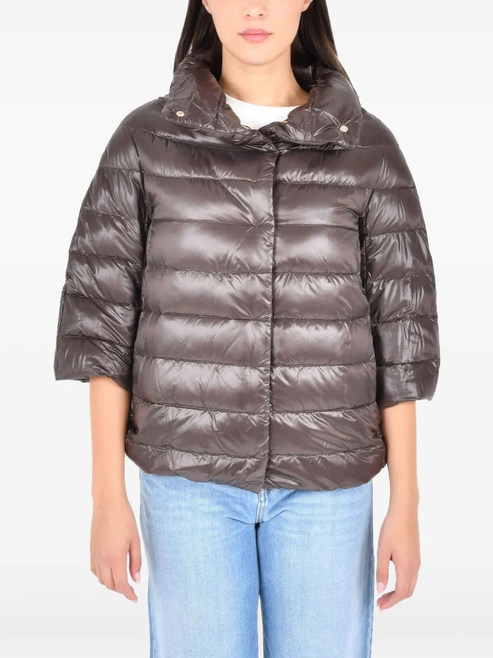 Herno Aminta Funnel-neck Jacket In Brown