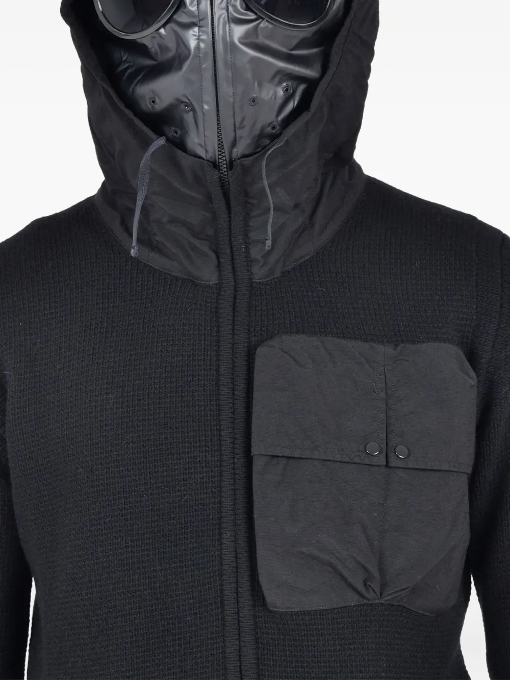 C.p. Company Goggles-detail Zip-up Hoodie In Black