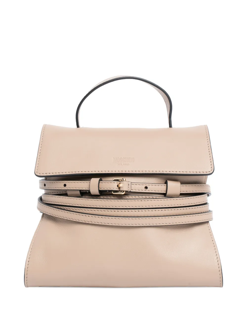 Moschino small Tie Me buckle-strap tote bag - Toni neutri