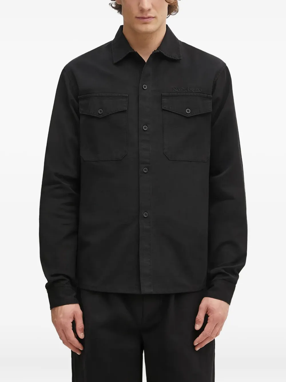 No Problemo Chest-pocket Shirt In Black