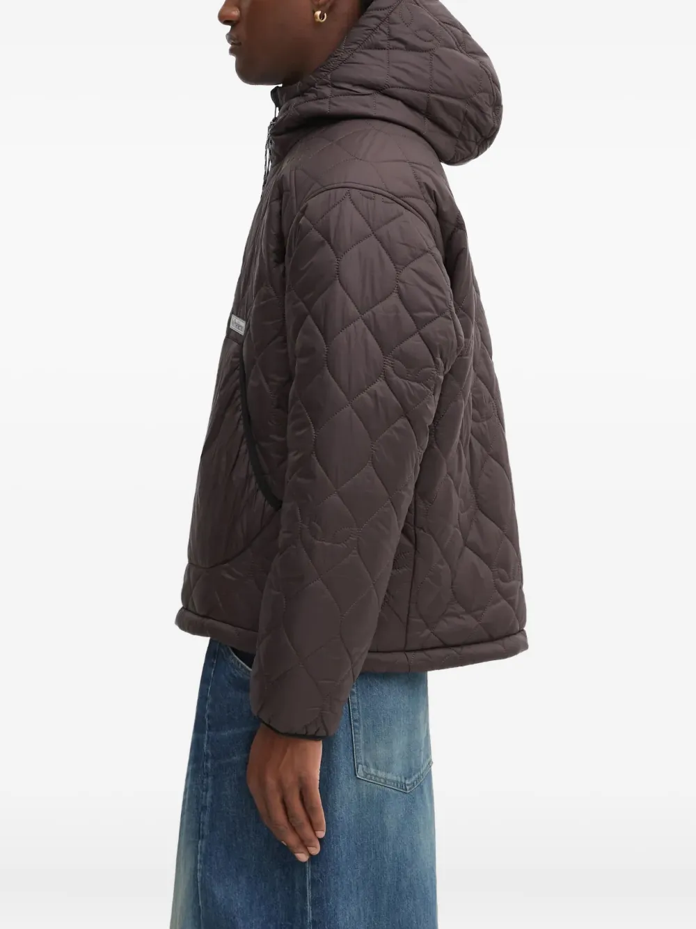 No Problemo Quilted Hooded Jacket In Brown