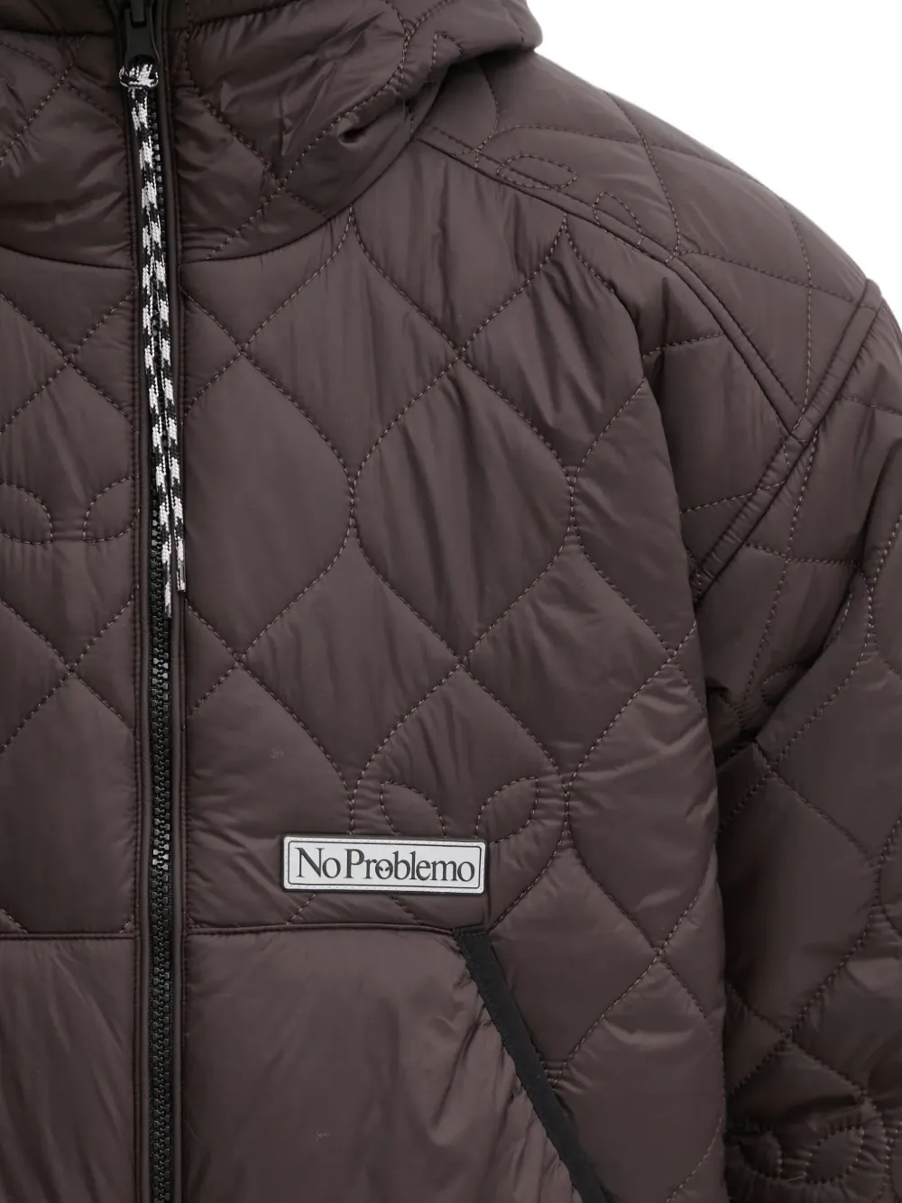 No Problemo Quilted Hooded Jacket In Brown