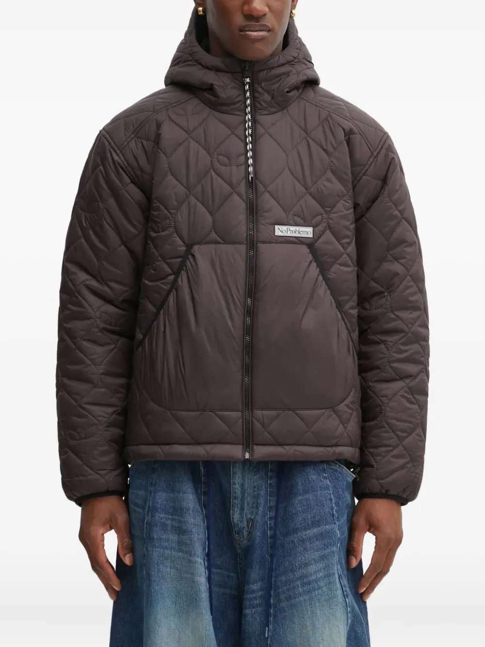 NO PROBLEMO quilted hooded jacket | Brown | Image 1