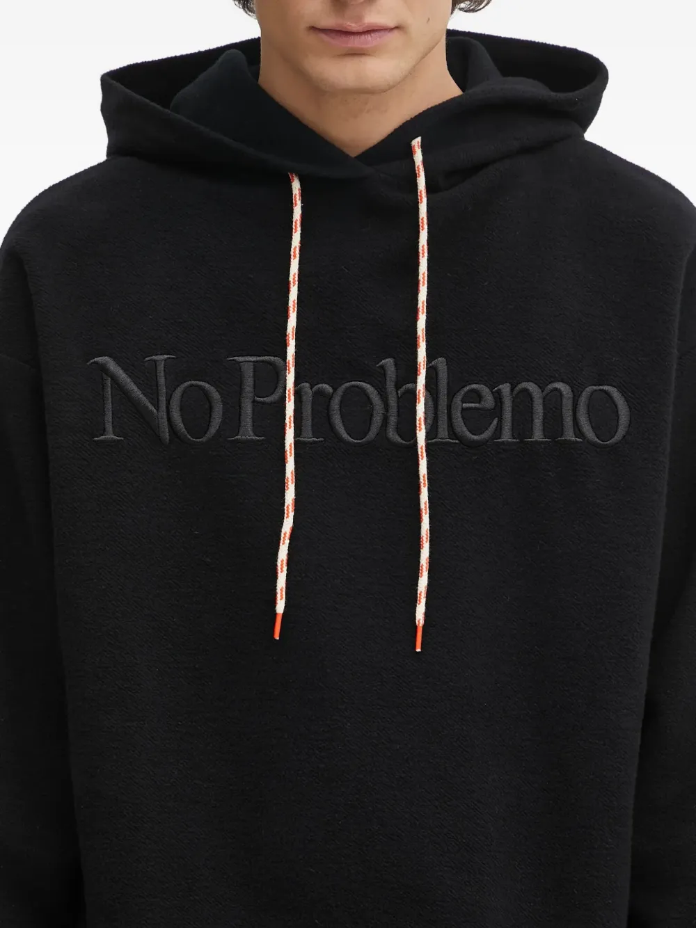 NO PROBLEMO Hoodie met geborduurd logo Zwart