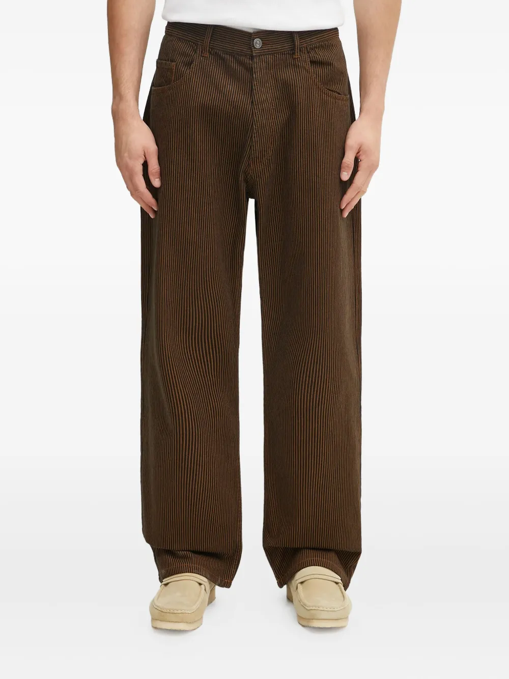 NO PROBLEMO striped-pattern jeans | Brown | Image 1