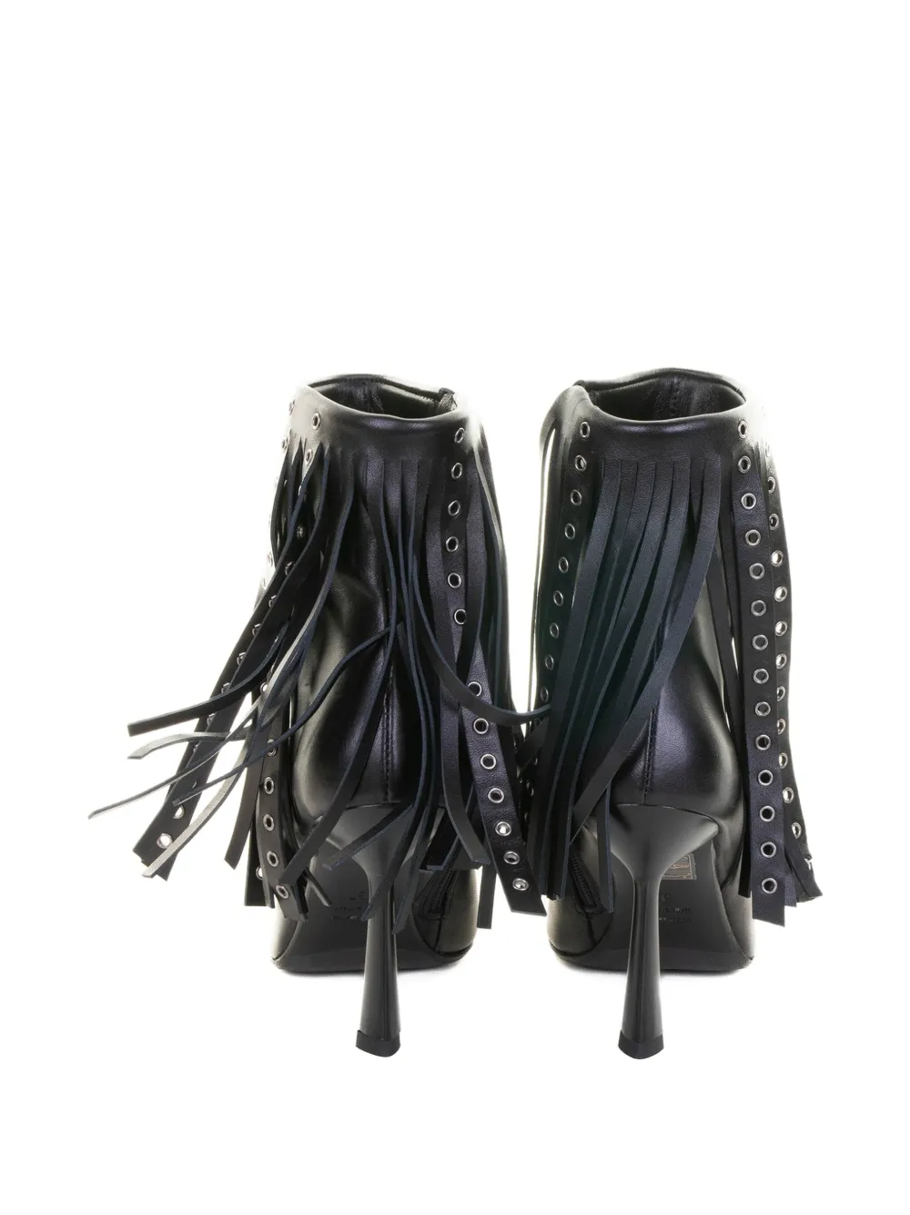 Chantal 90mm Fringed-detail Leather Ankle Boots In Black