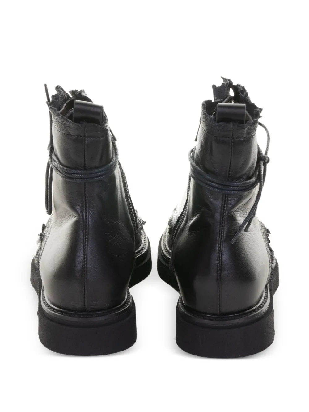 Lorena Paggi Lace-up Leather Ankle Boots In Black