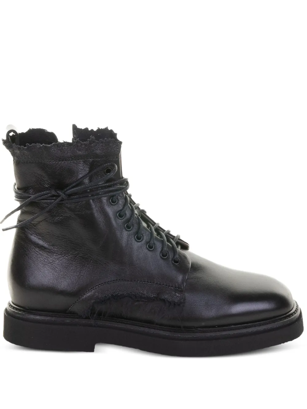 Lorena Paggi Lace-up Leather Ankle Boots In Black