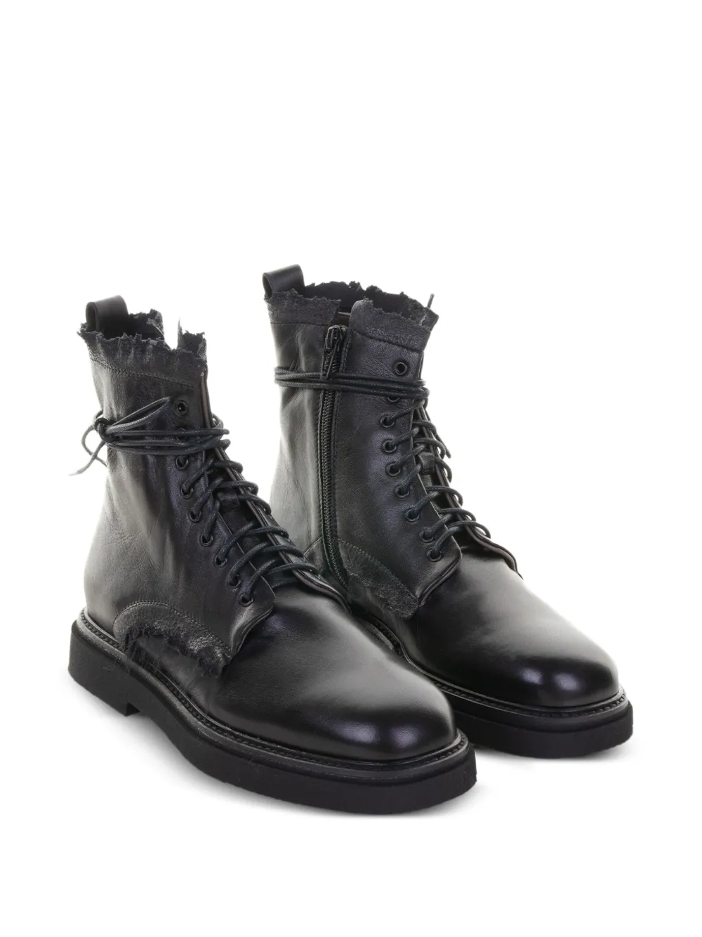 Lorena Paggi Lace-up Leather Ankle Boots In Black