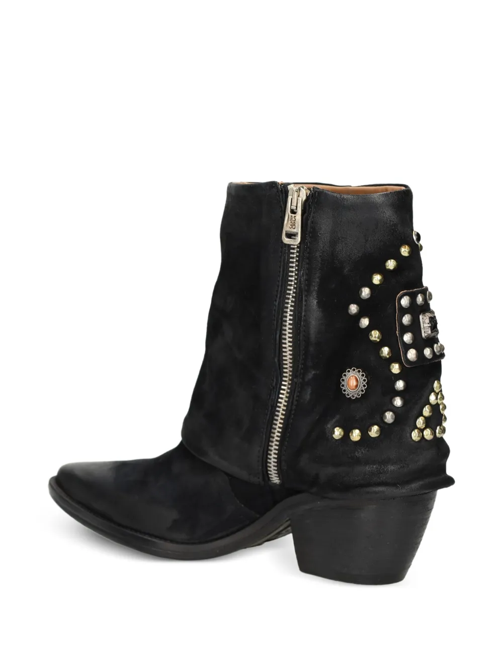 A.S.98 Laarzen met studs en hak Zwart