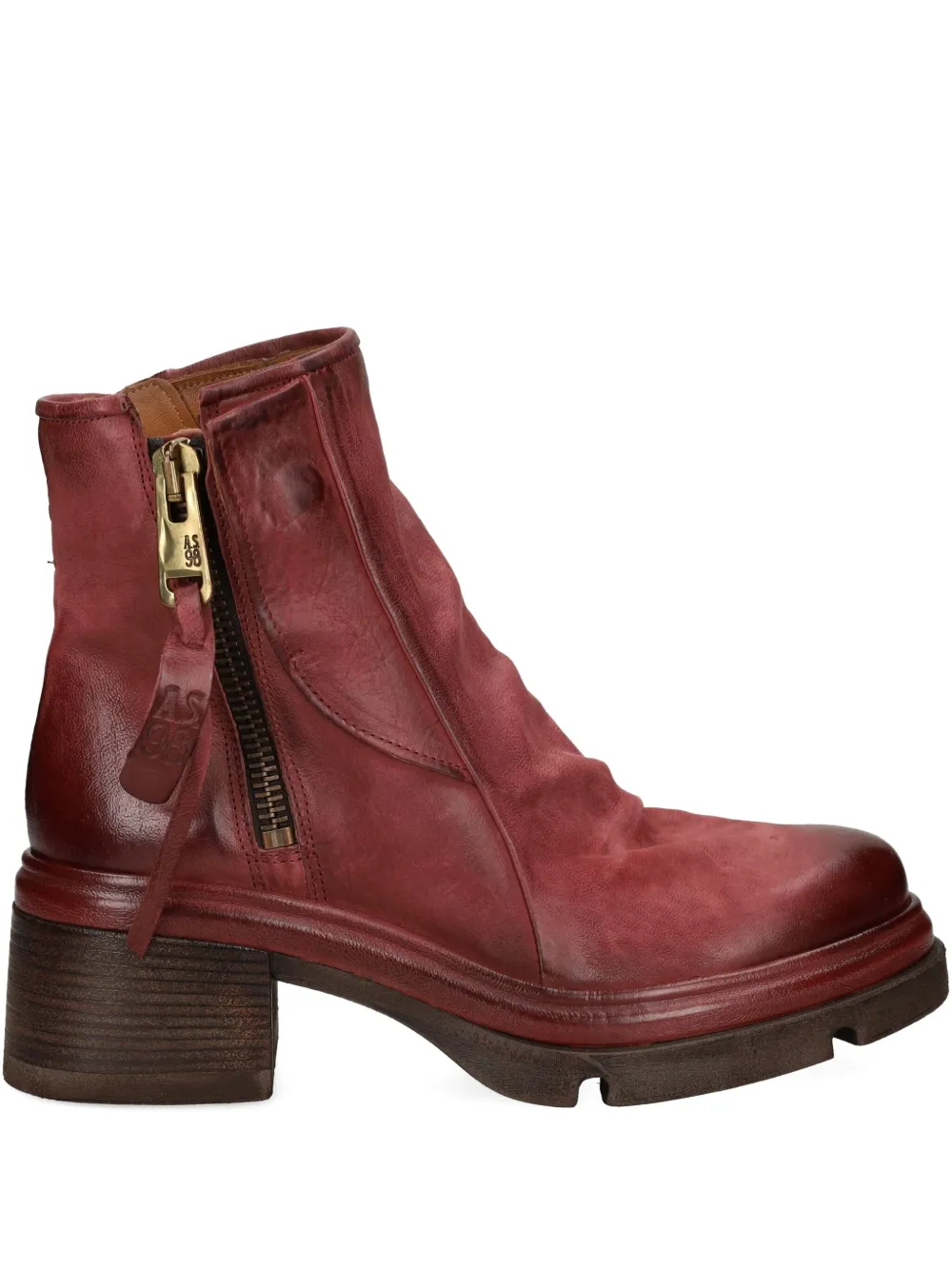 A.S.98 zip leather boot - Rosso