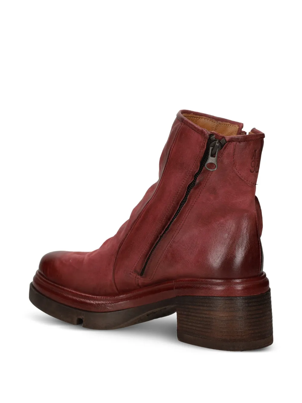 A.S.98 Leren laarzen met rits Rood