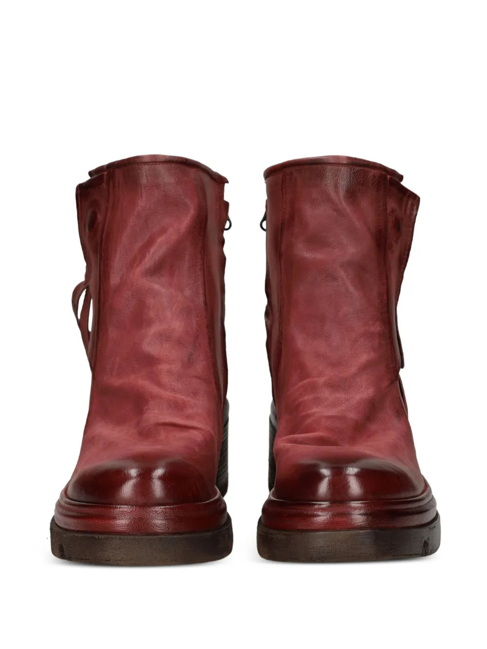 A.S.98 Leren laarzen met rits Rood