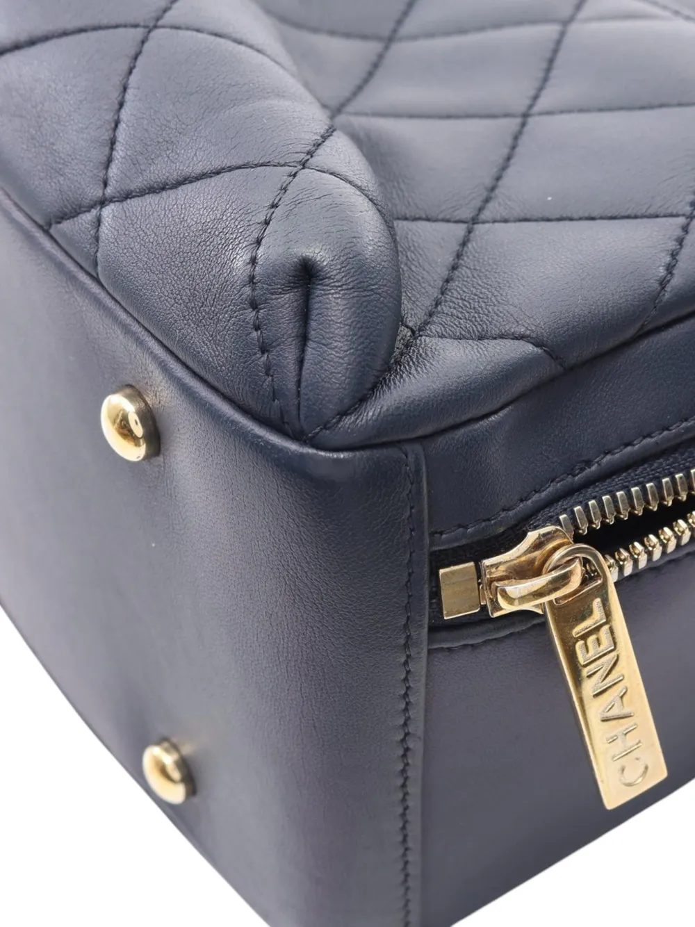 Pre-owned Chanel 2017-2018 Medium Quilted Lambskin Trendy Cc Bowling Bag Satchel In Blue