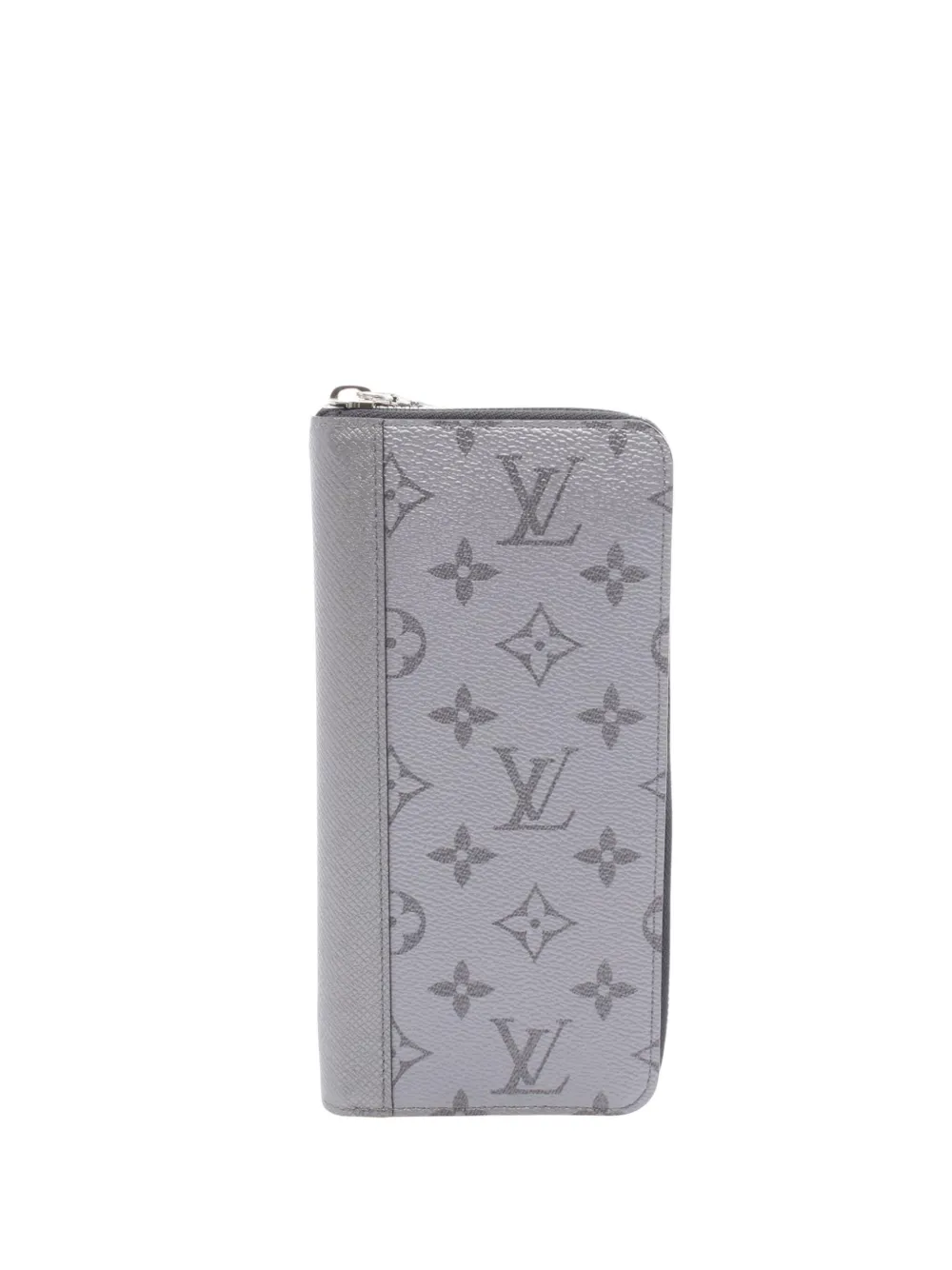 Pre-owned Louis Vuitton 2021-2025 Monogram Taigarama Vertical Zippy Wallet Long Wallets In Gray