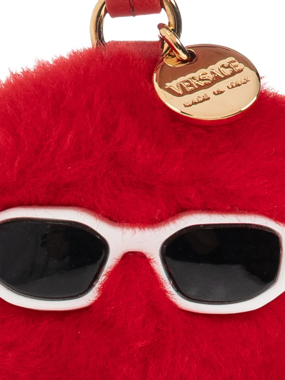 Versace Faux-fur Bag Charm In Red
