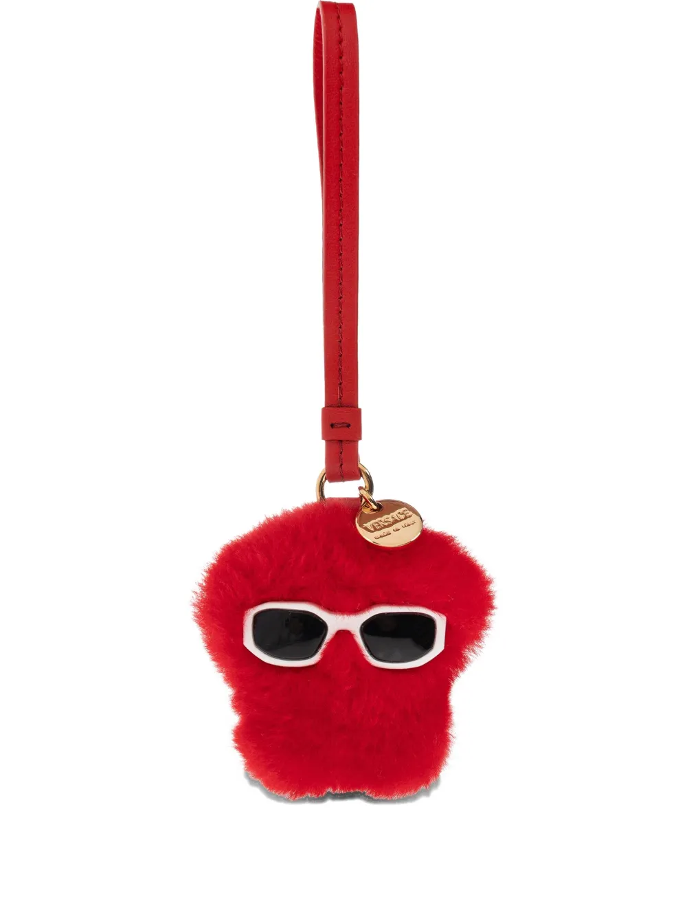 Versace Faux-fur Bag Charm In Red