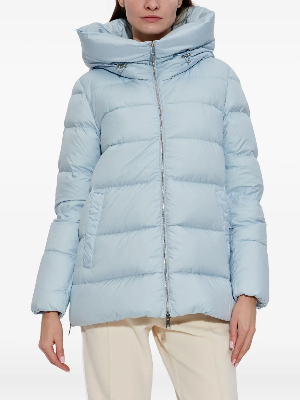 Add Hooded Puffer Jacket In Blue