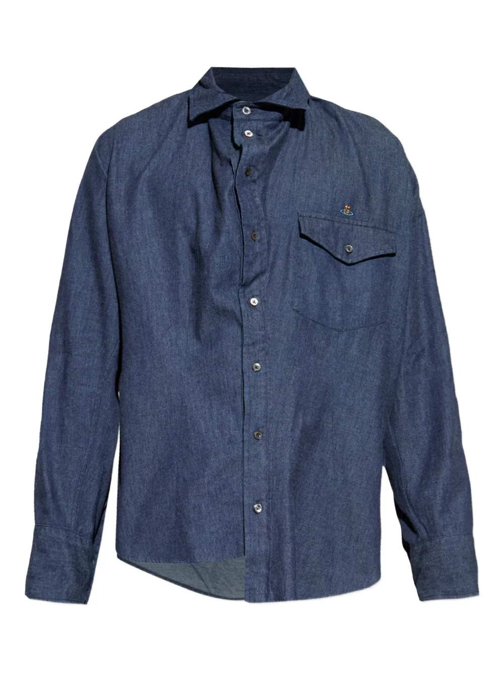 Vivienne Westwood camisa con botones y logo Orb | azul | Image 1