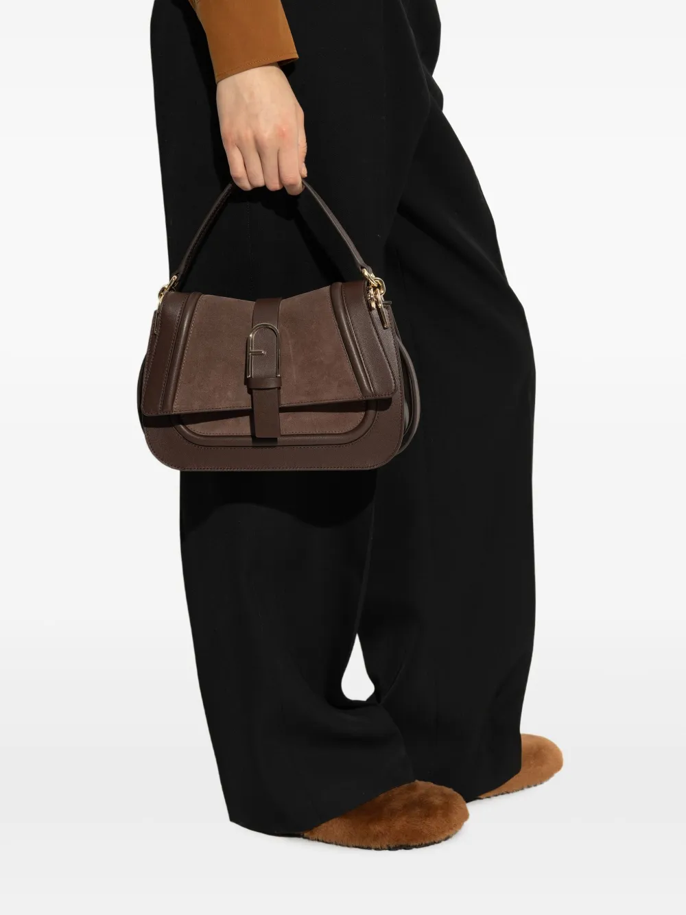 Furla Medium Flow Top-handle Satchel Bag In Brown