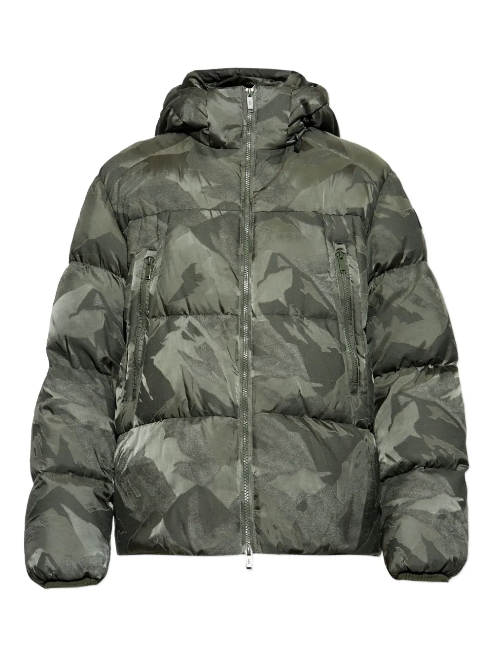 Add camouflage-pattern hooded jacket | Green | Image 1