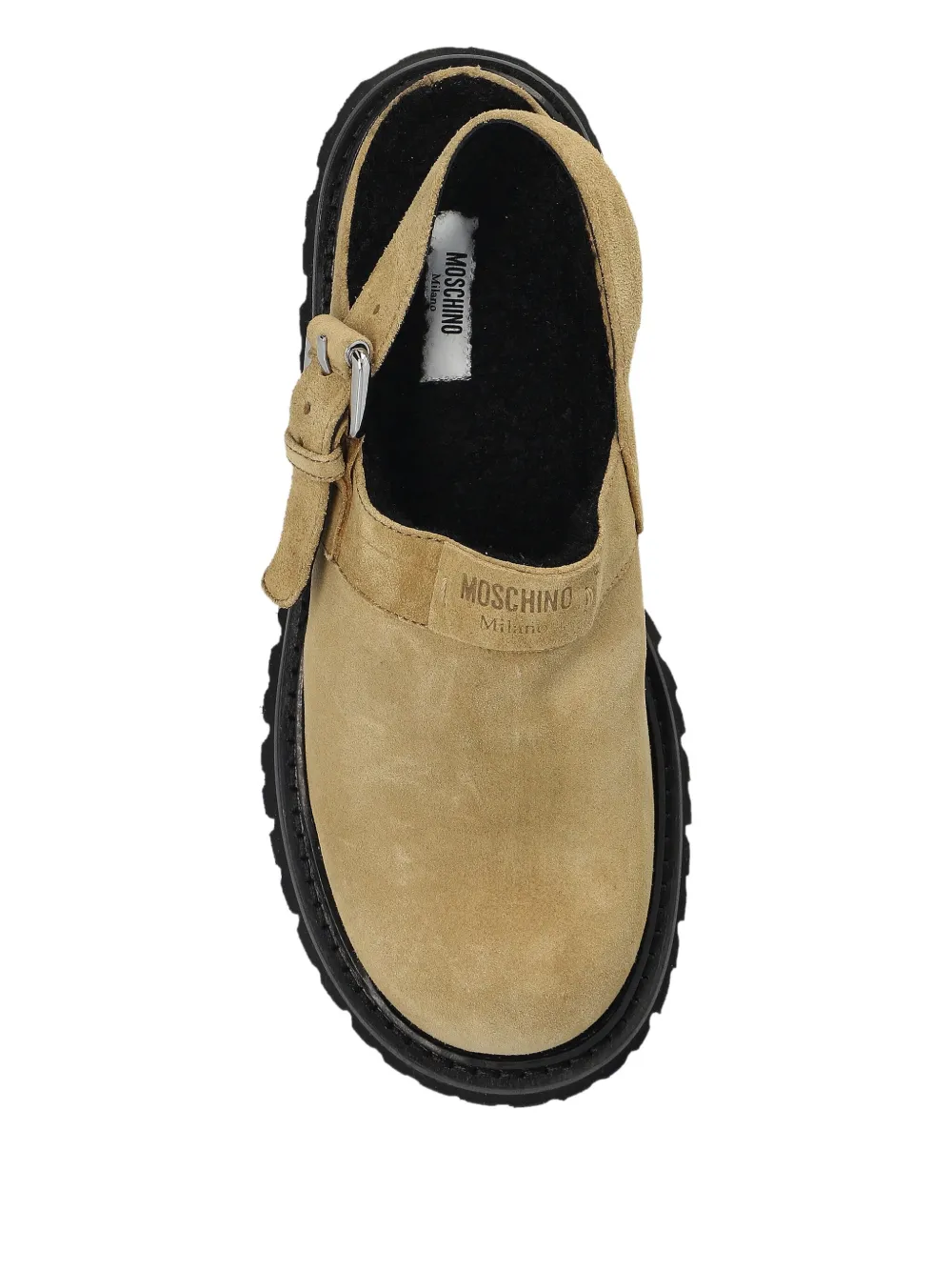 Moschino Buckle Strap Mules In Neutral