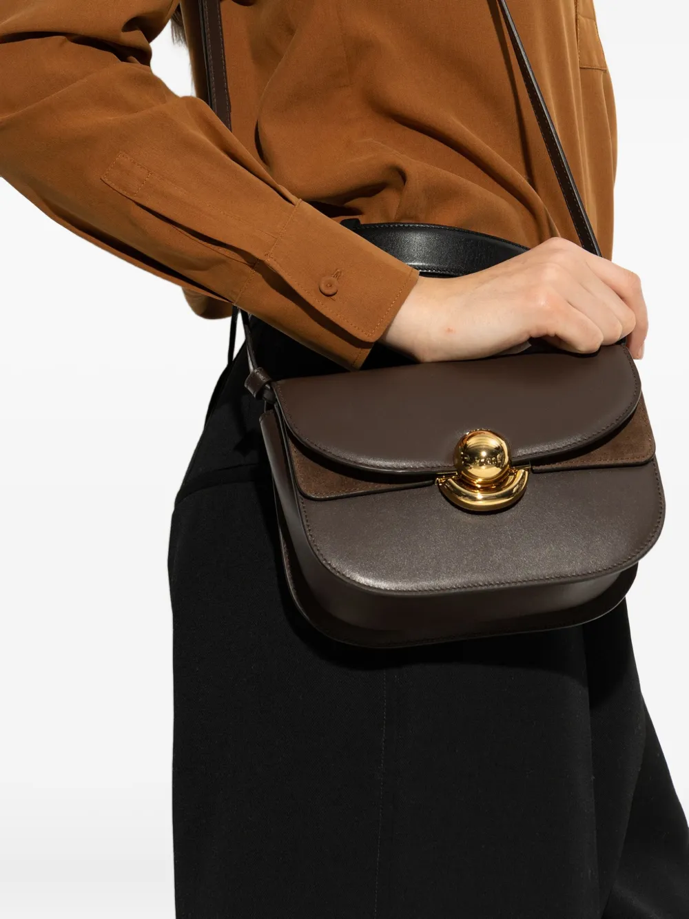 Furla Mini Sfera Flap Cross Body Bag In Brown