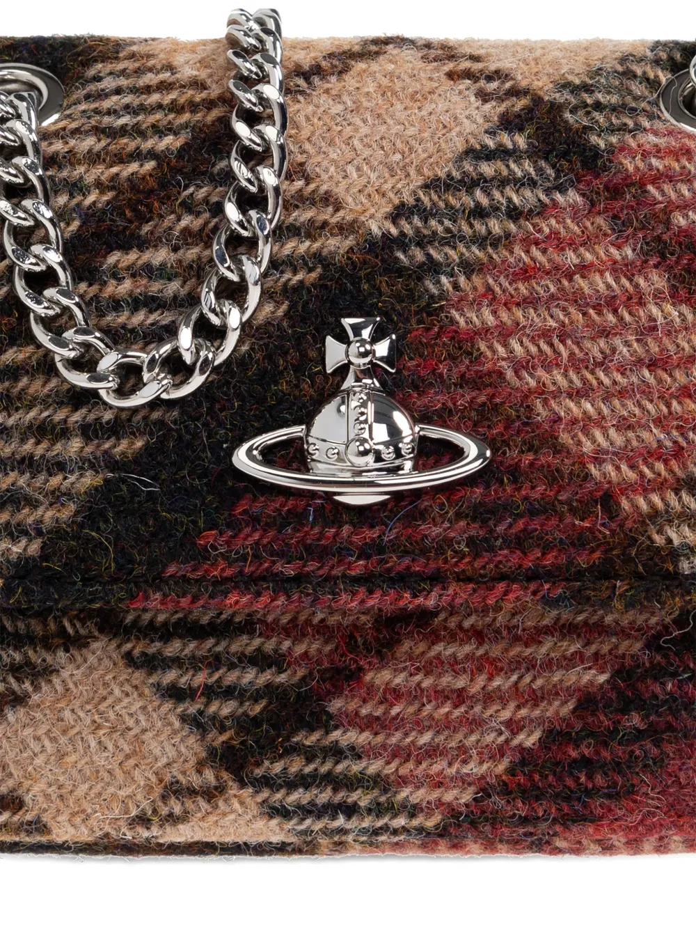 Vivienne Westwood Small Tartan-pattern Chain-strap Wallet In Brown