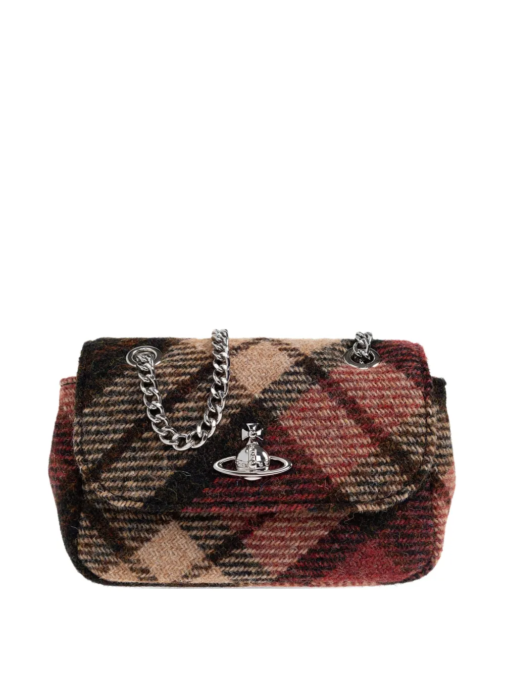 Vivienne Westwood Small Tartan-pattern Chain-strap Wallet In Brown