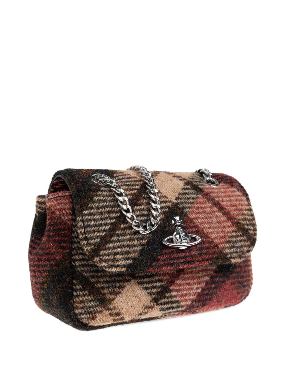 Vivienne Westwood Portemonnee met kettingbandje en tartan ruit - Bruin