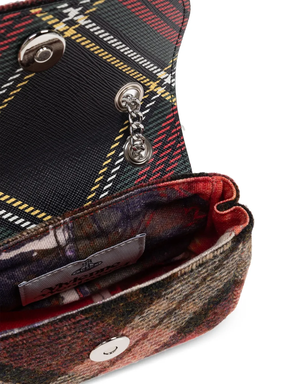 Vivienne Westwood Portemonnee met kettingbandje en tartan ruit Bruin
