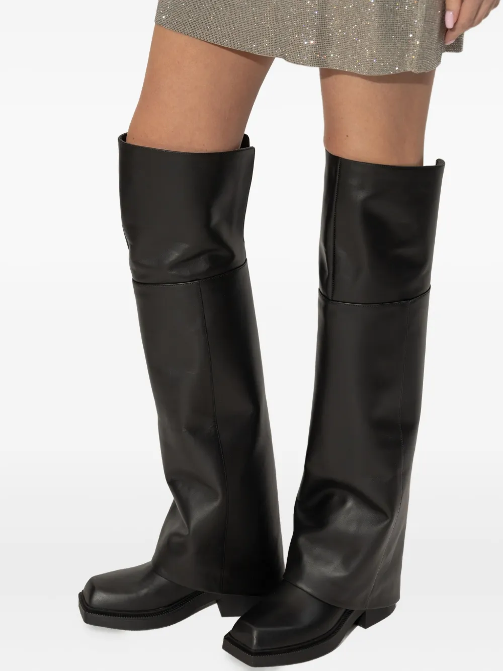 Vic Matie Square-toe Leather Boots In Black