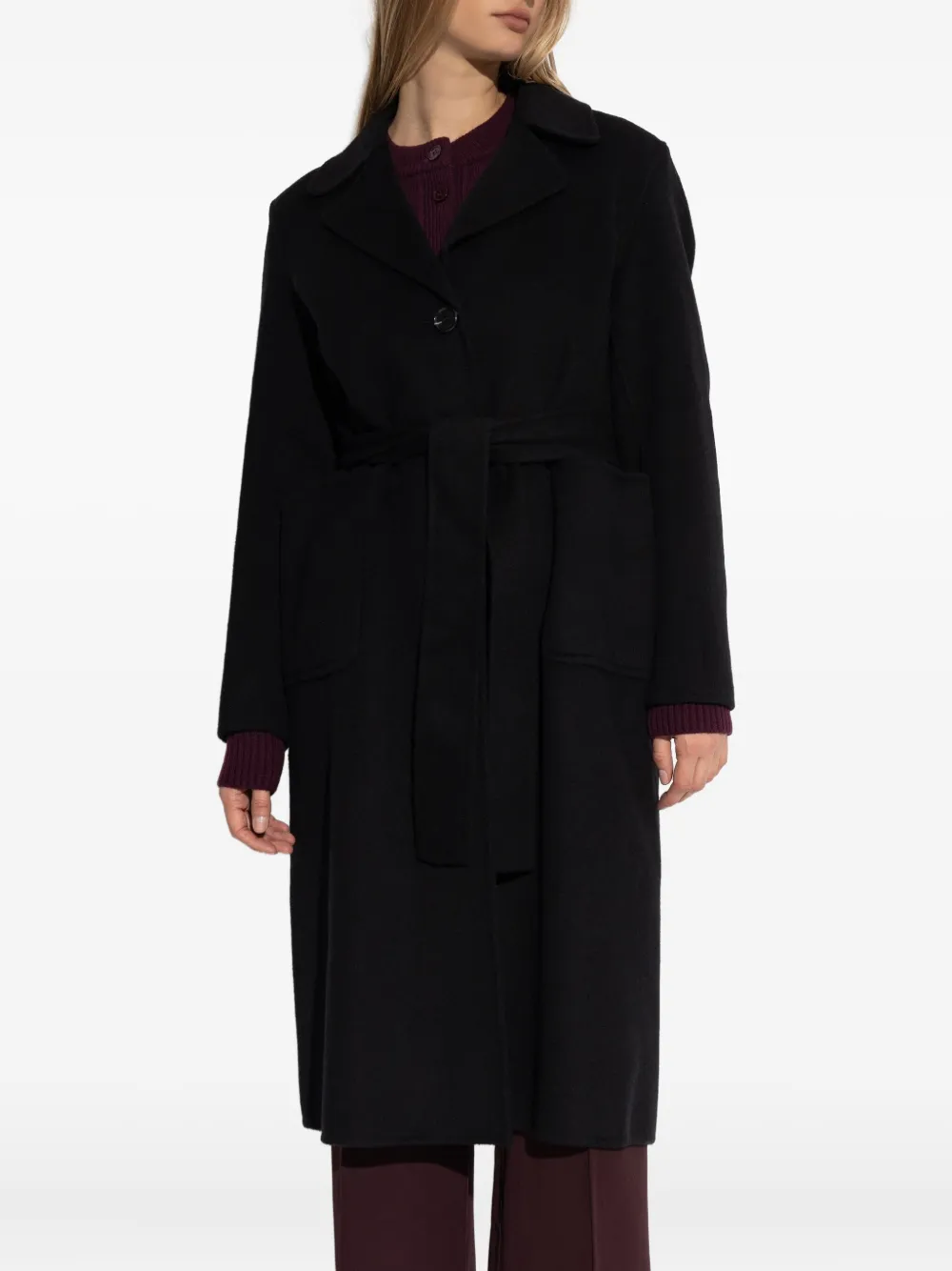 Add Single-breasted Coat In Black