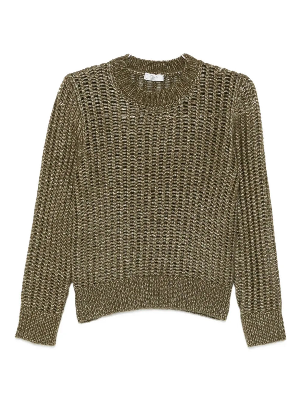 Peserico Open-knit Crew-neck Sweater In Green